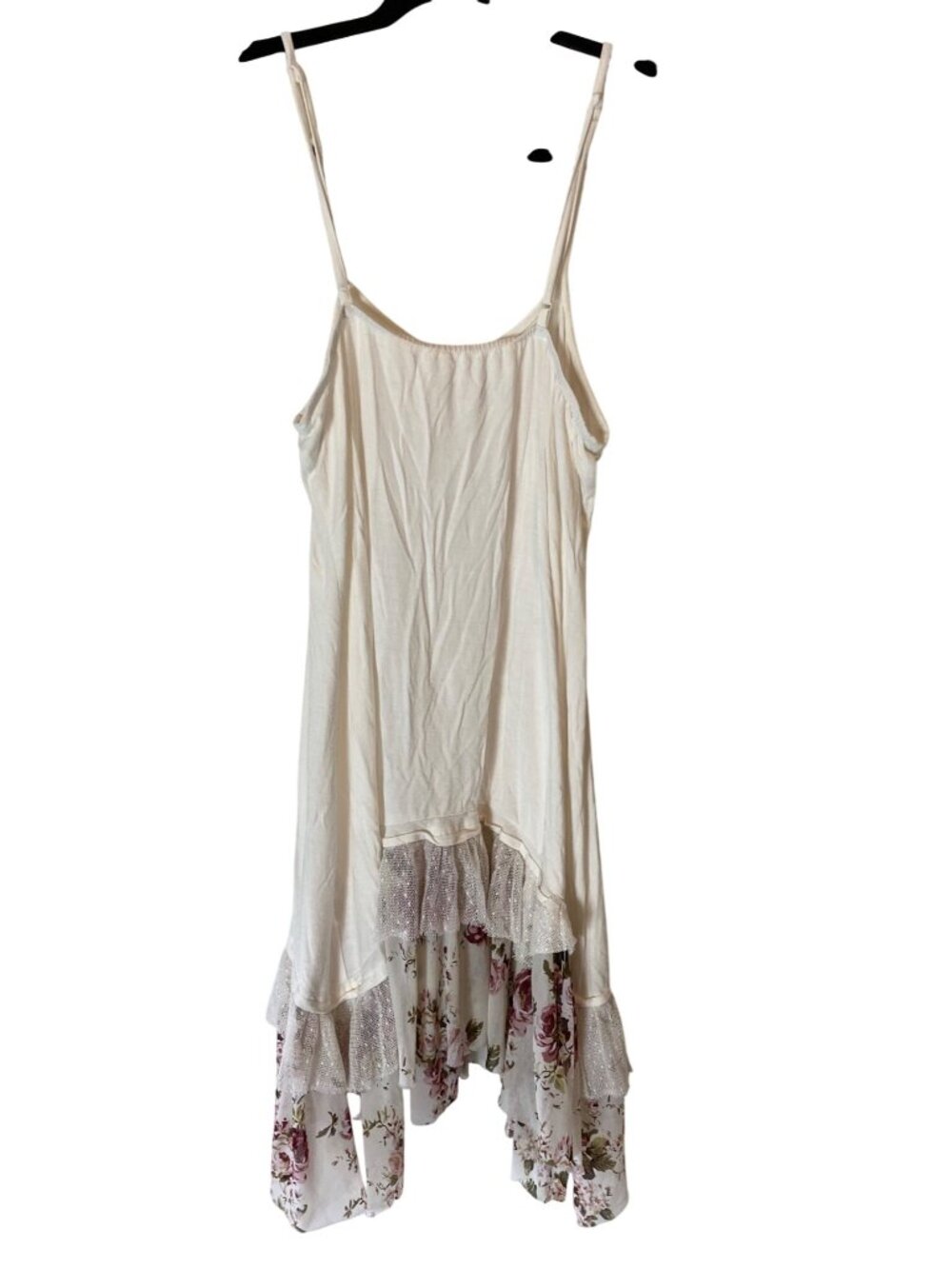 Grace & Lace Ivory Floral Hem Slip Dress Adjustable Straps & Lace Details XL - Picture 2 of 7